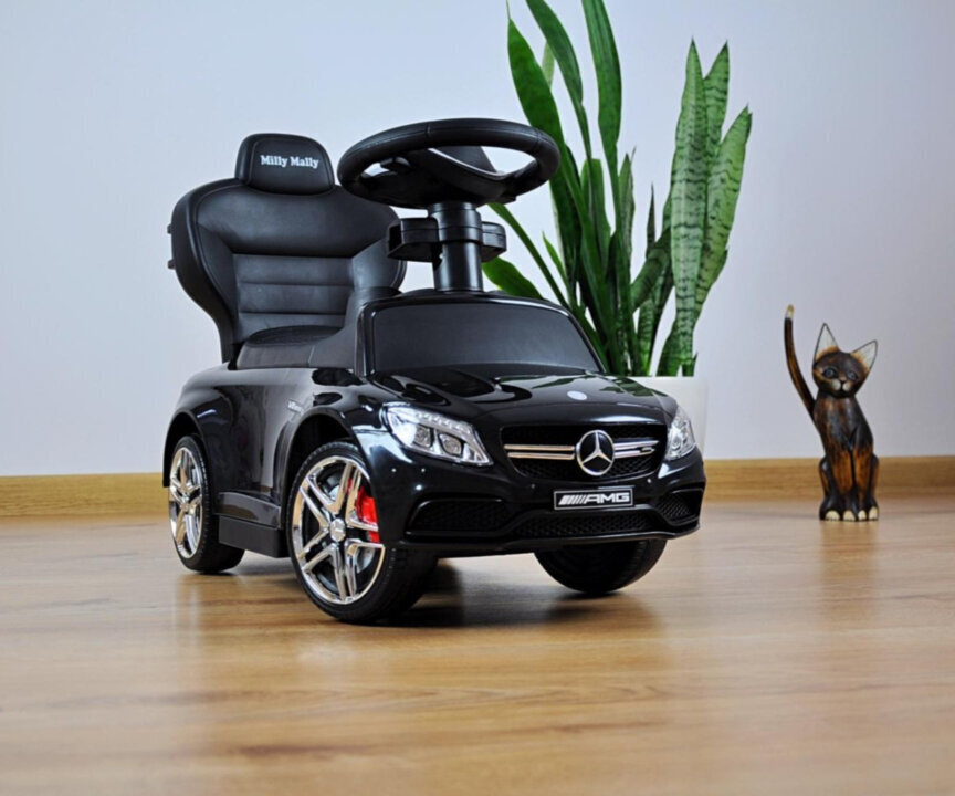 Lasten auto, kahvalla, Mercedes AMG C63 Coupe, väri: musta hinta ja tiedot | Vauvan lelut | hobbyhall.fi