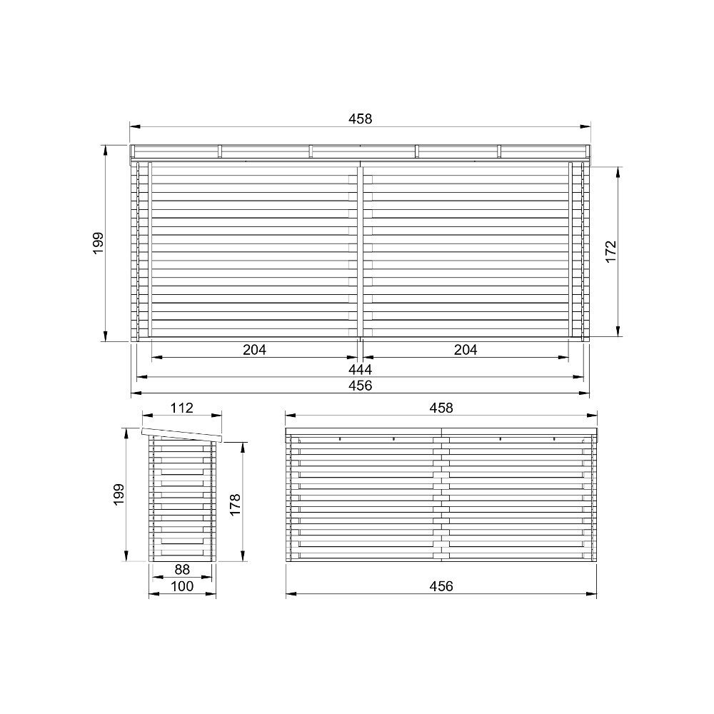 Puinen vaja Timbela M203 - A199 x 112 x 458 cm / 6.7 m3 hinta ja tiedot | Piharakennukset | hobbyhall.fi