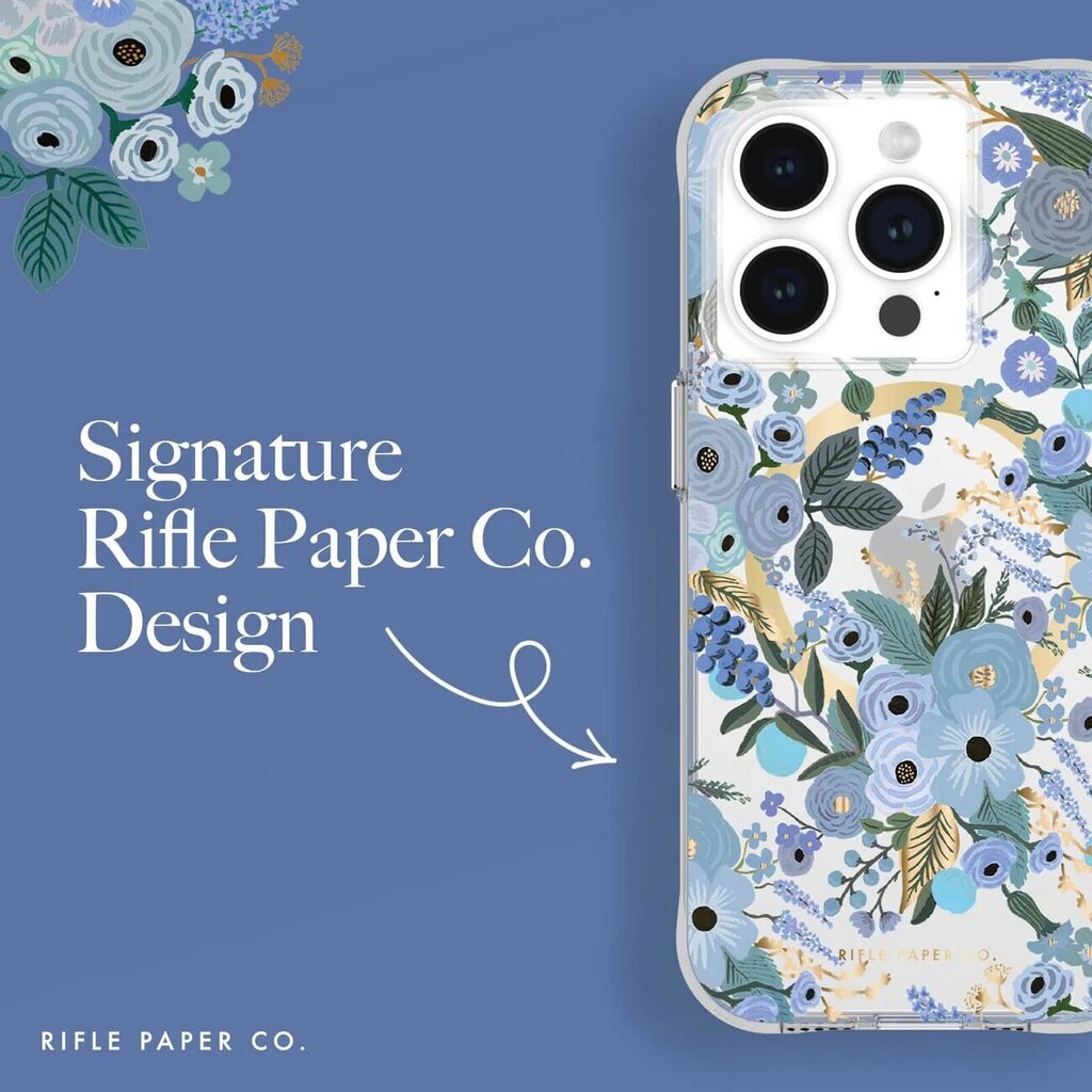 Case Mate Rifle Party Co. Garden Party Blue case, MagSafe - iPhone 15 Pro hinta ja tiedot | Puhelimen kuoret ja kotelot | hobbyhall.fi