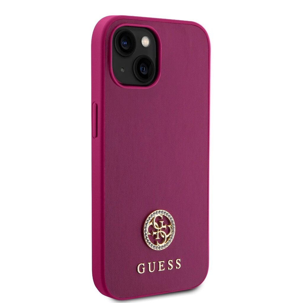 Guess PU 4G Strass Metal Logo Case for iPhone 15 Pink hinta ja tiedot | Puhelimen kuoret ja kotelot | hobbyhall.fi