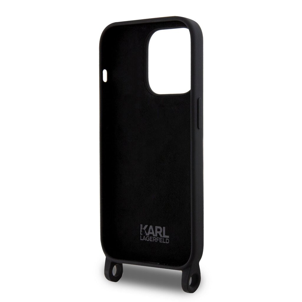 Karl Lagerfeld Liquid Silicone Crossbody Ikonik Case for iPhone 15 Pro Black hinta ja tiedot | Puhelimen kuoret ja kotelot | hobbyhall.fi
