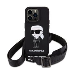 Karl Lagerfeld Liquid Silicone Crossbody Ikonik Case for iPhone 15 Pro Black hinta ja tiedot | Puhelimen kuoret ja kotelot | hobbyhall.fi
