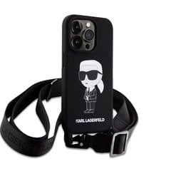 Karl Lagerfeld Liquid Silicone Crossbody Ikonik Case for iPhone 15 Pro Max Black hinta ja tiedot | Karl Lagerfeld Matkapuhelimet ja tarvikkeet | hobbyhall.fi