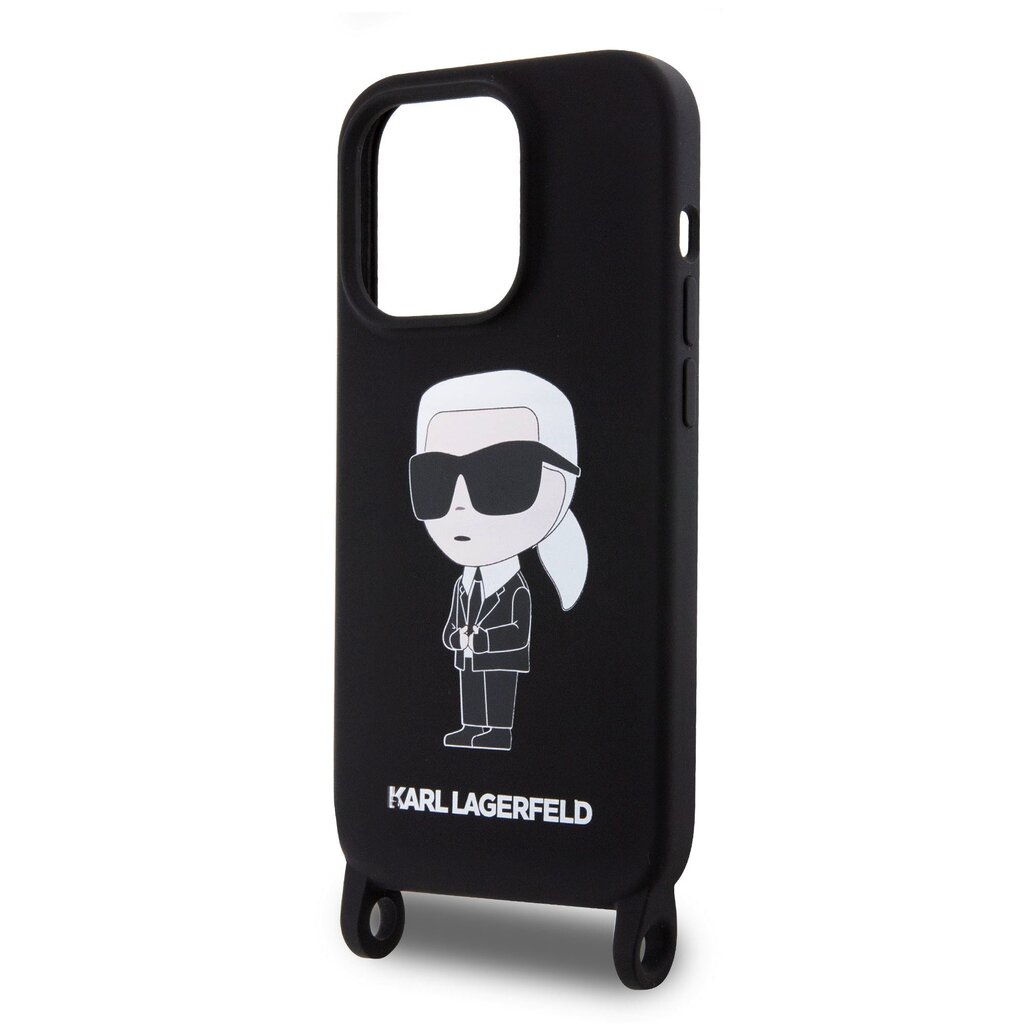 Karl Lagerfeld Liquid Silicone Crossbody Ikonik Case for iPhone 15 Pro Max Black hinta ja tiedot | Puhelimen kuoret ja kotelot | hobbyhall.fi