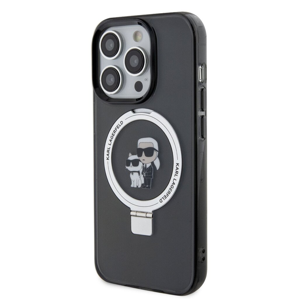 Karl Lagerfeld Ringstand Karl and Choupette MagSafe Case for iPhone 15 Pro Black hinta ja tiedot | Puhelimen kuoret ja kotelot | hobbyhall.fi