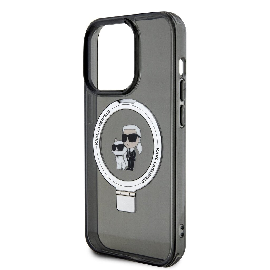 Karl Lagerfeld Ringstand Karl and Choupette MagSafe Case for iPhone 15 Pro Black hinta ja tiedot | Puhelimen kuoret ja kotelot | hobbyhall.fi