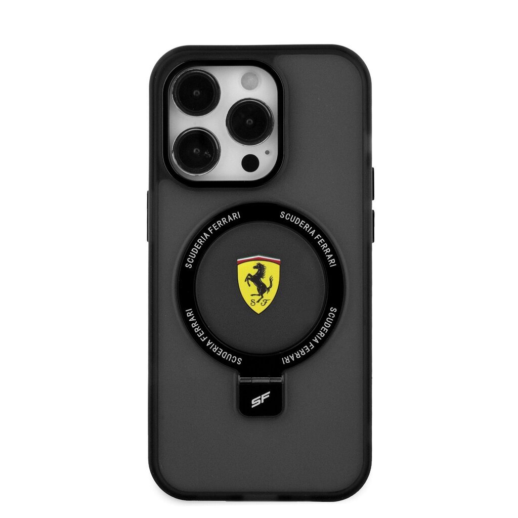 Ferrari Ring Stand MagSafe Case for iPhone 15 Pro Black hinta ja tiedot | Puhelimen kuoret ja kotelot | hobbyhall.fi