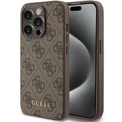 Guess GUHCP15LG4GFBR iPhone 15 Pro 6.1" brązowy|brown hard case 4G Metal Gold Logo hinta ja tiedot | Puhelimen kuoret ja kotelot | hobbyhall.fi