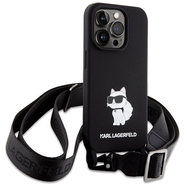 Karl Lagerfeld Crossbody Silicone Choupette Back Case for Apple iPhone 15 Pro hinta ja tiedot | Puhelimen kuoret ja kotelot | hobbyhall.fi