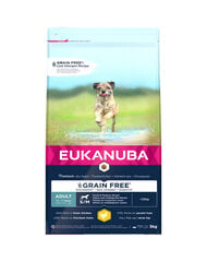 Eukanuba Adult Grain Free S/M pienille ja keskikokoisille koirille, 3 kg hinta ja tiedot | Koiran kuivaruoka | hobbyhall.fi