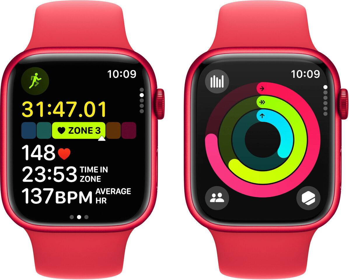 APPLE Watch Series 9 GPS + Cellular 45mm PRODUCT RED Aluminium Case with PRODUCT RED Sport Band - M/L hinta ja tiedot | Älykellot | hobbyhall.fi