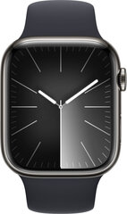 Apple Watch Series 9 GPS + Cellular 45mm Graphite Stainless Steel Case with Midnight Sport Band - M/L MRMW3KS/A hinta ja tiedot | Älykellot | hobbyhall.fi