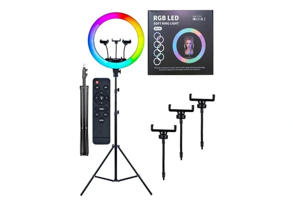 Ring light RGB 36 cm hinta ja tiedot | Valokuvaustarvikkeet | hobbyhall.fi