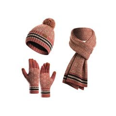 Talvisetti (hanskat, huivi, hattu), pinkki M1211031-1 hinta ja tiedot | Naisten päähineet | hobbyhall.fi