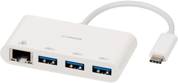 Vivanco adapteri USB-C - LAN + keskitin 3-portti (45388)