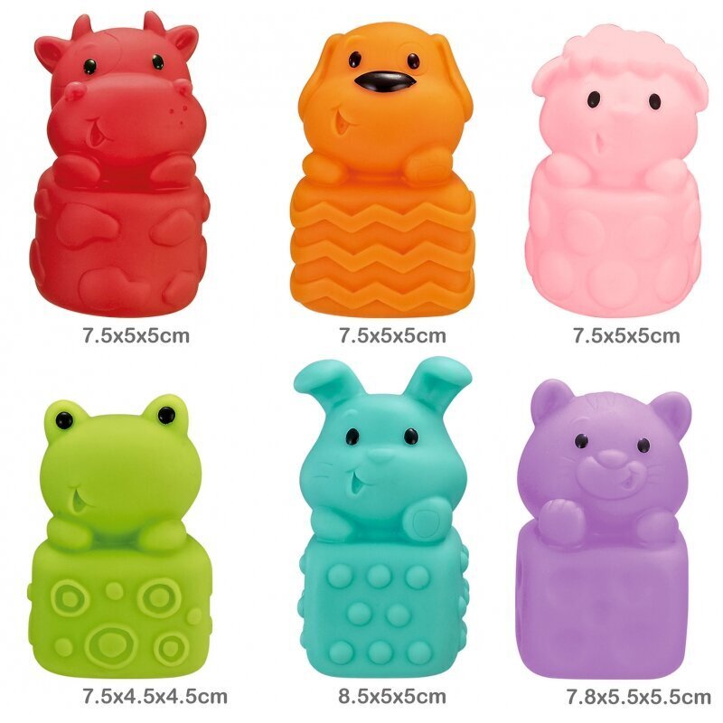 WOOPIE Sensory Rubber Animals 6 kpl. hinta ja tiedot | Vauvan lelut | hobbyhall.fi