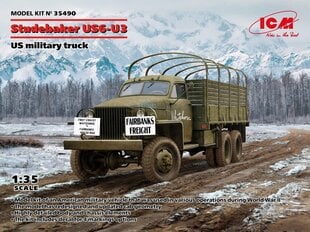 Liimattava malli ICM 35490 US military truck Studebaker US6-U3 1/35 hinta ja tiedot | Koottavat pienoismallit | hobbyhall.fi