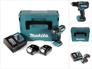 Makita DDF 485 RMJ akkuporakone/väännin 18V 50Nm Makpac + 2x 4,0 Ah akku + laturi hinta ja tiedot | Akkuporakoneet ja ruuvinvääntimet | hobbyhall.fi