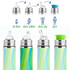 Pura Kiki Nokkapullo 325 ml, 6+ kk, aqua swirl / SET hinta ja tiedot | Tuttipullot ja tarvikkeet | hobbyhall.fi