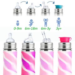 Pura Kiki Nokkapullo 325 ml, 6+ kk, pink swirl / SET hinta ja tiedot | Tuttipullot ja tarvikkeet | hobbyhall.fi