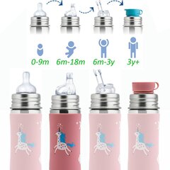 Pura Kiki Nokkapullo 325 ml, 6+ kk, unicorn / SET hinta ja tiedot | Tuttipullot ja tarvikkeet | hobbyhall.fi