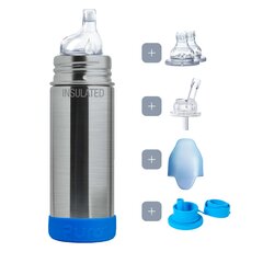 Pura Kiki Termos Nokkapullo 260 ml, 6+ kk, steel with blue bumper / SET hinta ja tiedot | Tuttipullot ja tarvikkeet | hobbyhall.fi