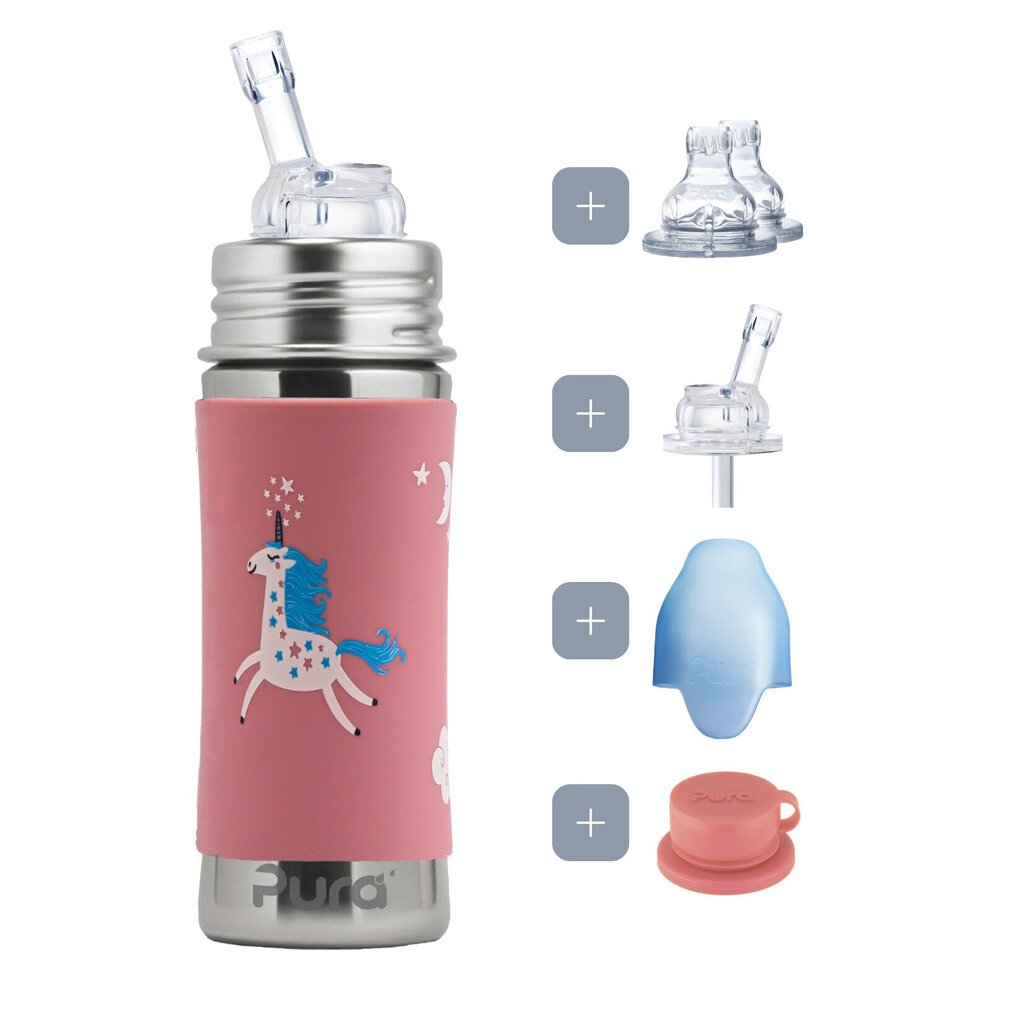 Pura Kiki Pillipullo 325 ml, 9+ kk, unicorn / SET hinta ja tiedot | Tuttipullot ja tarvikkeet | hobbyhall.fi