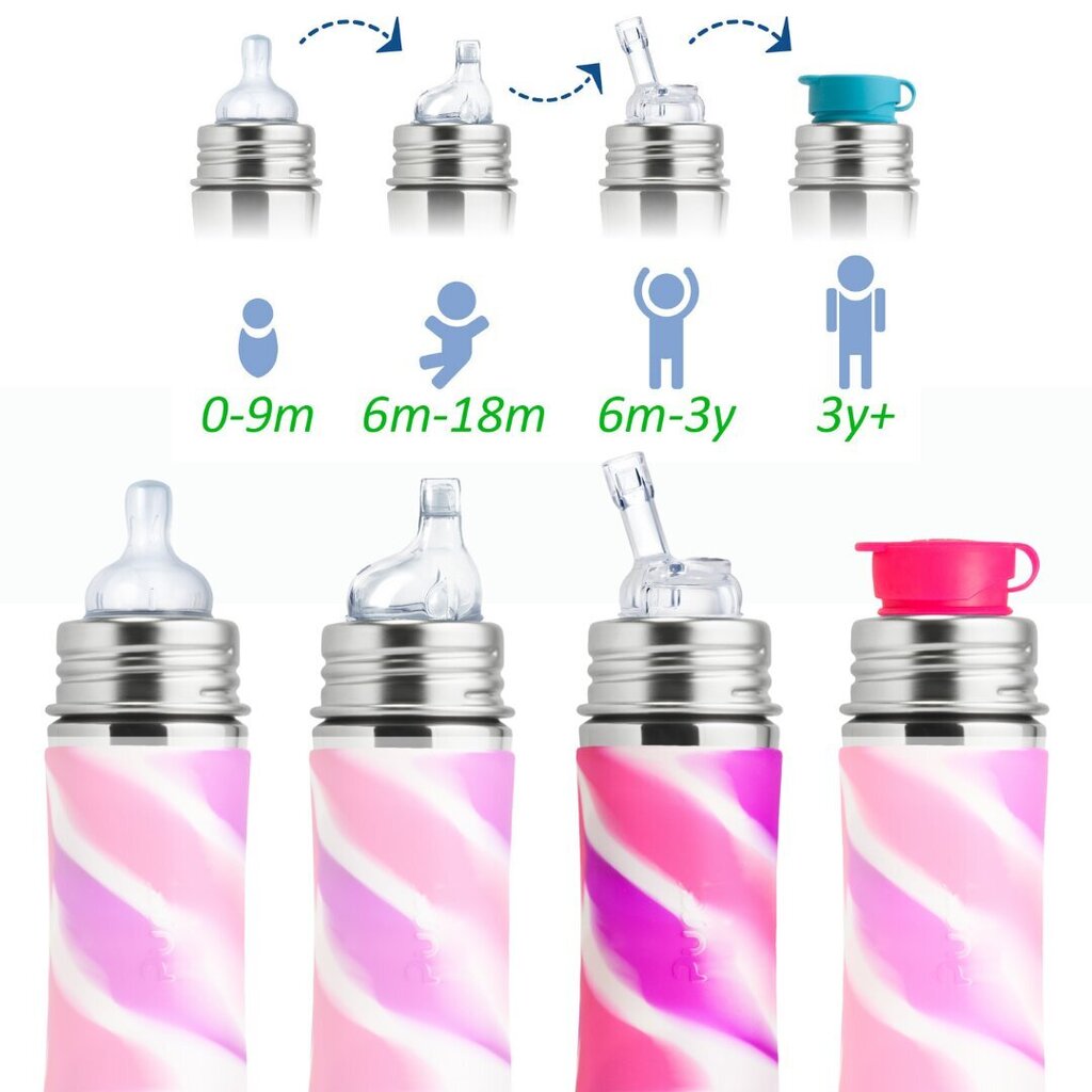 Pura Kiki Pillipullo 325 ml, 9+ kk, pink swirl / SET hinta ja tiedot | Tuttipullot ja tarvikkeet | hobbyhall.fi