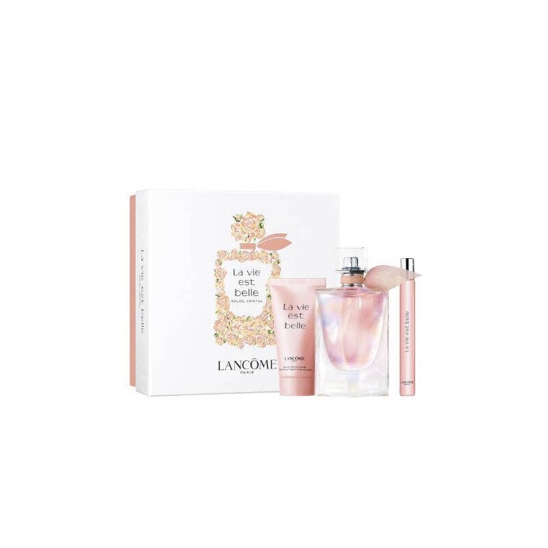 Kosmetiikkasetti Lancome La Vie Est Belle Soleil Cristal naisille: parfum EDP, 50 ml + parfum EDP, 10 ml + vartalovoide, 50 ml hinta ja tiedot | Vartalovoiteet ja -emulsiot | hobbyhall.fi