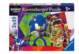 Ravensburger Puzzle: Sonic Prime - Sonicin seikkailut (3x49kpl) (05695) hinta ja tiedot | Palapelit | hobbyhall.fi