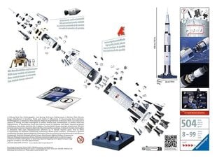 3D-palapeli Apollo Saturn V raketti hinta ja tiedot | Palapelit | hobbyhall.fi