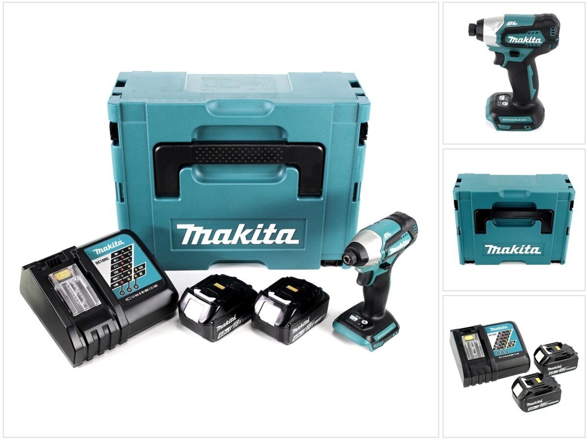 Akkuiskuväännin Makita DTD 155 RMJ 18V Makpac + 2 x BL1840 B 4,0 Ah akku + 1 x DC 18 RC -laturi hinta ja tiedot | Akkuporakoneet ja ruuvinvääntimet | hobbyhall.fi