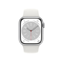 Apple Watch Series 8 GPS 45mm Silver Aluminium Case with White Sport Band - Regular MP6N3KS/A hinta ja tiedot | Älykellot | hobbyhall.fi