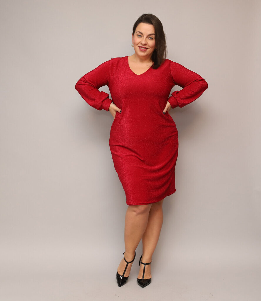 Plus-koon mekko naisille Esta, punainen hinta ja tiedot | Mekot | hobbyhall.fi