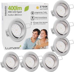 LED kattovalaisimet Lumare, 400LM, 4W, 230V, 6kpl, valkoinen hinta ja tiedot | Upotettavat valaisimet ja LED-valaisimet | hobbyhall.fi