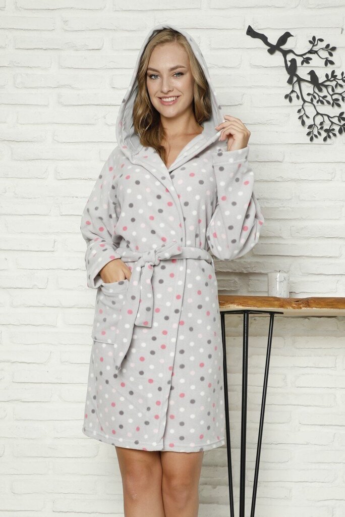 Naisten Cocoon-fleece-kylpytakki 589067 01, harmaa/fuksia hinta ja tiedot | Naisten kylpytakit | hobbyhall.fi