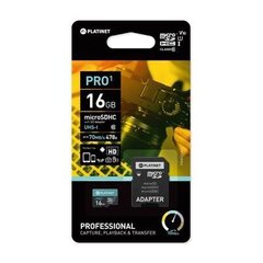 MicroSDHC Platinet Secure Digital + sovitin SD 16GB luokka 10 UI 70MB/s hinta ja tiedot | Adapterit | hobbyhall.fi