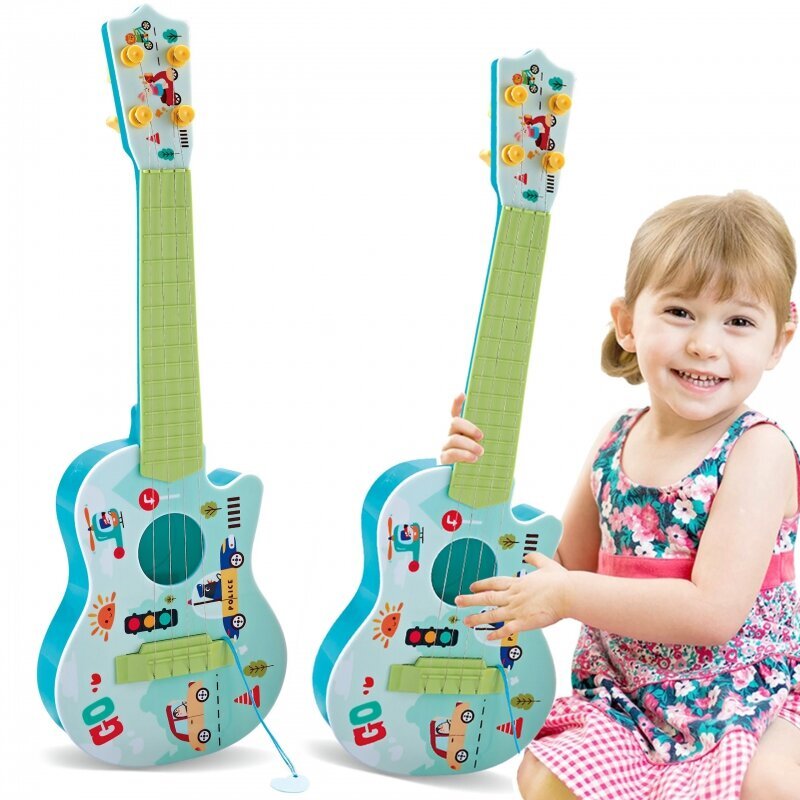 Lasten akustinen kitara 43 cm, Woopie, vihreä hinta ja tiedot | Kehittävät lelut | hobbyhall.fi
