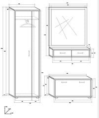 Eteissetti Meblocross Porto, ruskea hinta ja tiedot | Eteisen kalusteryhmät | hobbyhall.fi