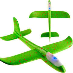 Vaahtomuovinen lentokone, jossa on valo, 47 cm, vihreä hinta ja tiedot | Poikien lelut | hobbyhall.fi