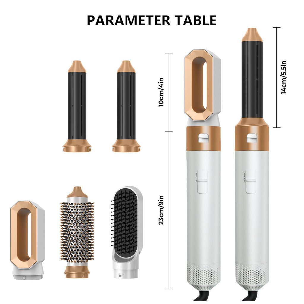 5in1 kuumailmahiusmuotoilija, hiusten muotoilusarja - hiustenkuivaaja: kuumailmaharja hiusrullasarja LIVMAN WT-168 hinta ja tiedot | Suoristusraudat ja kihartimet | hobbyhall.fi