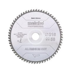 Metabo Aluminium Cut - sahanterä 216 x 30 mm Z58 FZ/TZ 5° NEG alumiinille hinta ja tiedot | Sahat ja sirkkelit | hobbyhall.fi