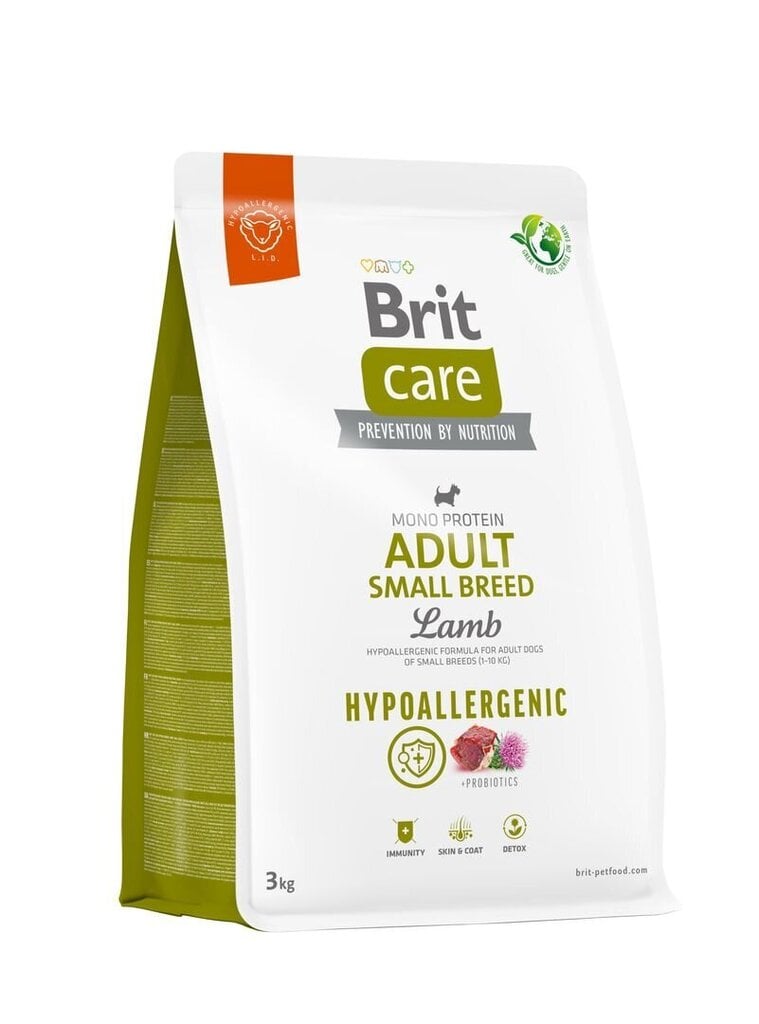 Brit Care Hypoallergenic Adult pienikokoisille koirille lammas ja riisi, 3 kg hinta ja tiedot | Koiran kuivaruoka | hobbyhall.fi