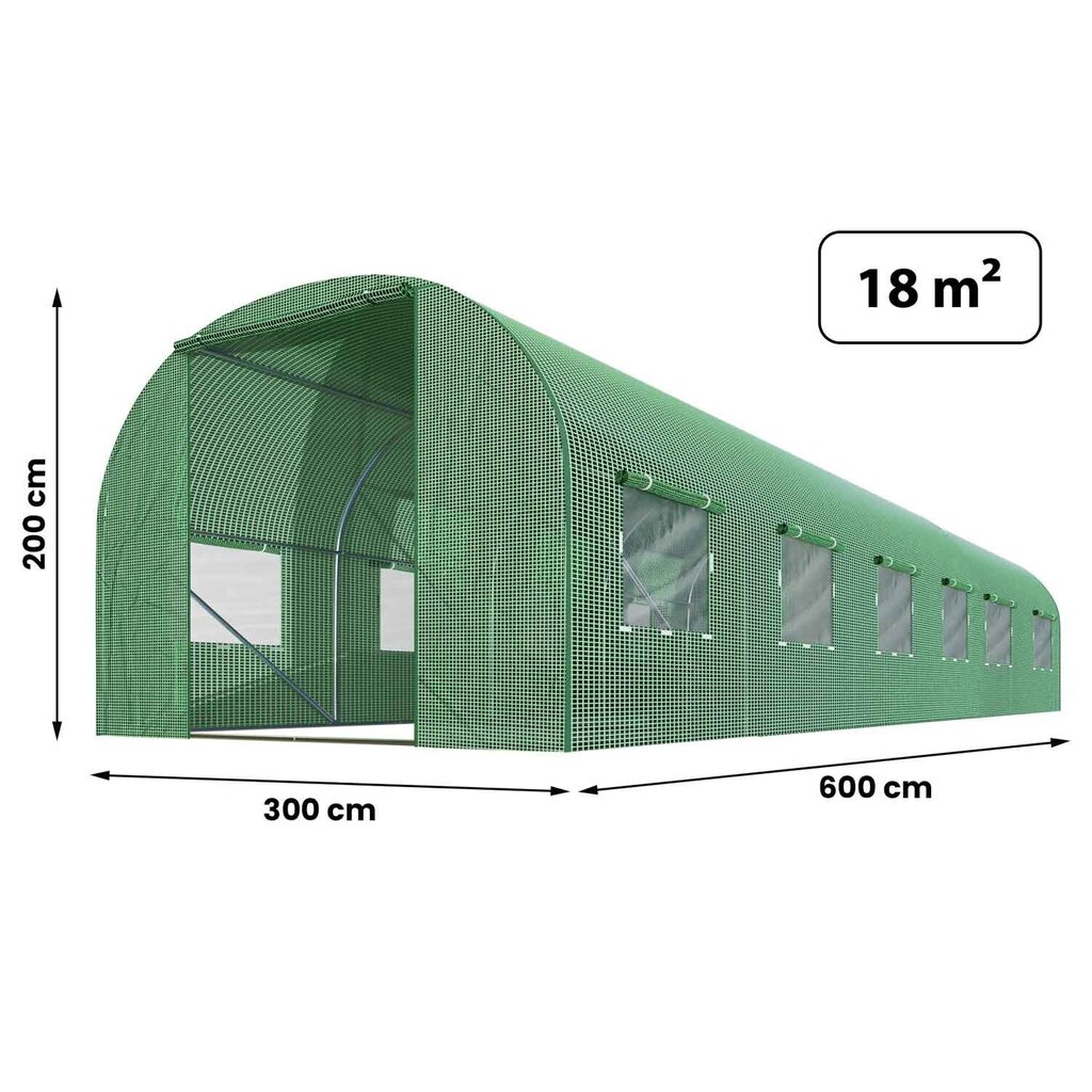 Varakalvo kasvihuoneeseen, 3x6m (18m2), vihreä hinta ja tiedot | Kasvihuoneet | hobbyhall.fi