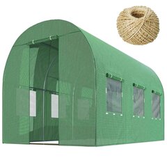 Puutarhatunneli - kasvihuone, 2x3,5x (7m2), vihreä hinta ja tiedot | Kasvihuoneet | hobbyhall.fi