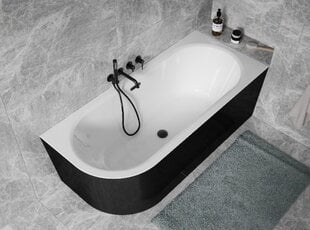 Kylpyamme Besco Avita A-line B&W 150, oikea, Klick-klack Black kapealla ylivuodolla hinta ja tiedot | Kylpyammeet | hobbyhall.fi