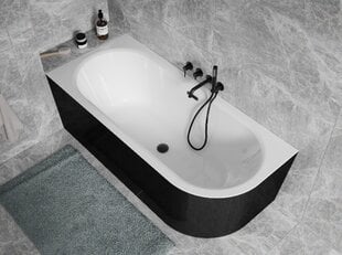 Kylpyamme Besco Avita A-line B&W 170, vasen, Klick-klack Black kapealla ylivuodolla hinta ja tiedot | Kylpyammeet | hobbyhall.fi