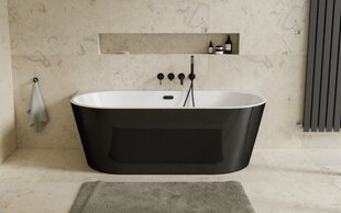 Kylpyamme Besco Vica New B&W 150, Klick-klack Black kapealla ylivuodolla hinta ja tiedot | Kylpyammeet | hobbyhall.fi
