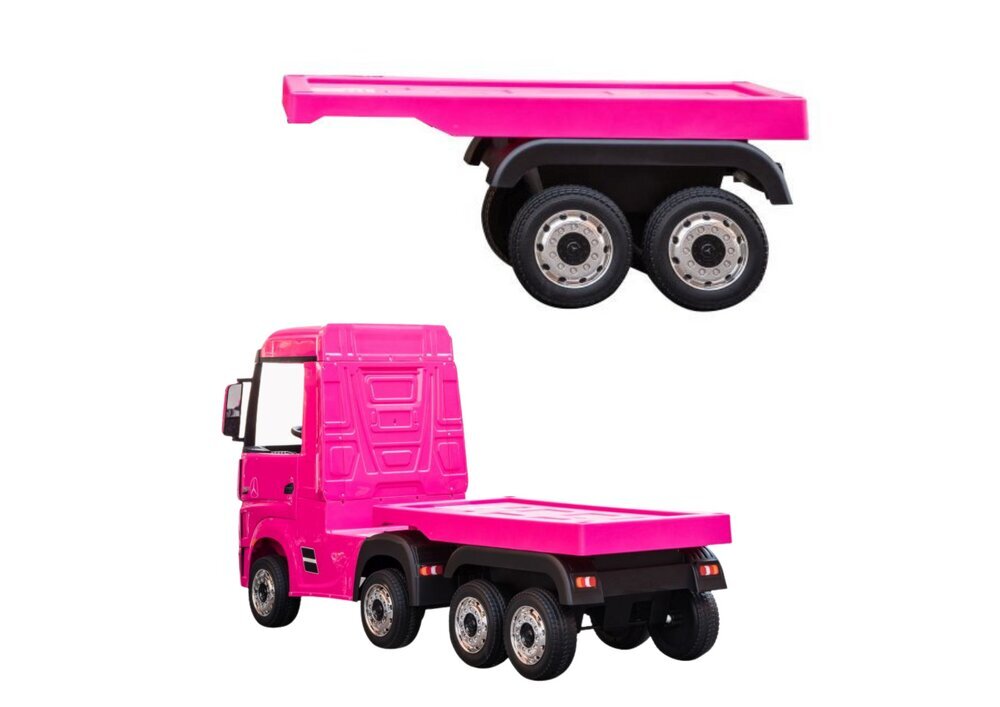 HL358 Mercedes Actros -akkukäyttöisen auton perävaunu, vaaleanpunainen hinta ja tiedot | Poikien lelut | hobbyhall.fi