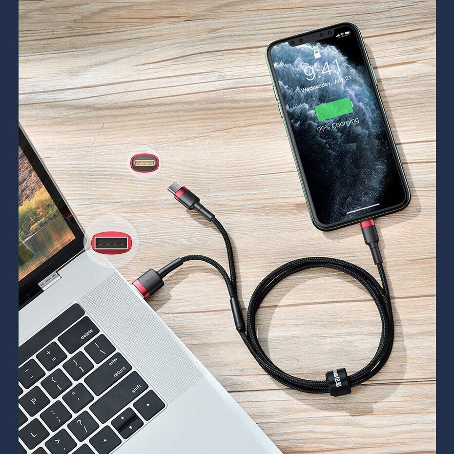 Baseus 2-in1 -kaapeli USB/Type-C Lightningiin hinta ja tiedot | Puhelinkaapelit | hobbyhall.fi